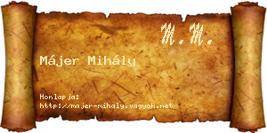 Májer Mihály névjegykártya